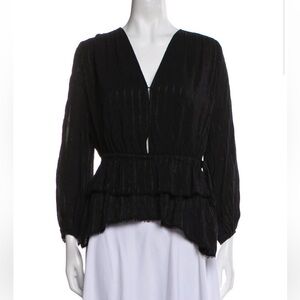 DEREK LAM Black Tiered Ruffle Peplum Blouse - Women